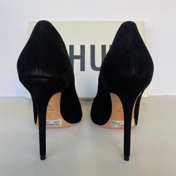 NIB SCHUTZ MONALIZA BLACK SUEDE POINT TOE PUMPS SZ 9 10 - Picture 7 of 9
